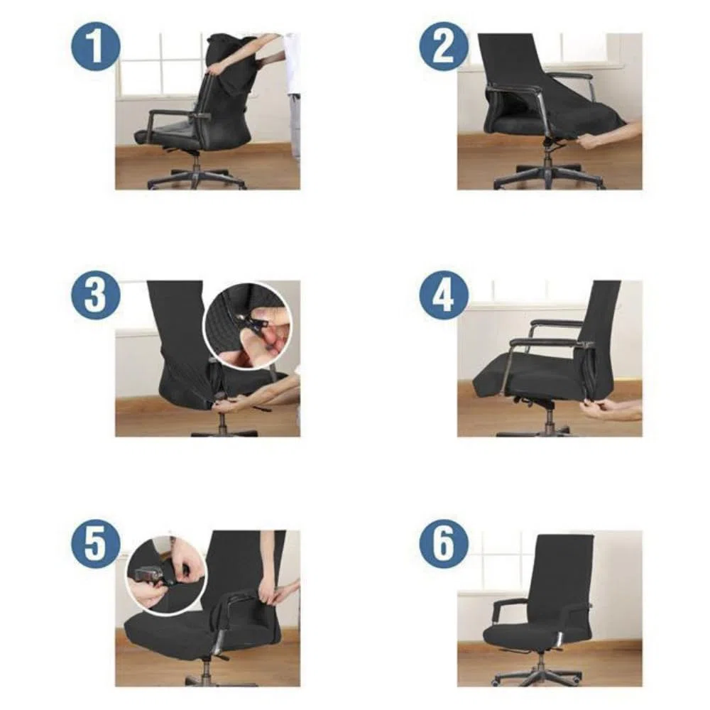 Rivestimento elasticizzato per sedia da ufficio, per computer, antipolvere, resistente all'usura, rimovibile, lavabile, per sedia da ufficio, per gaming, sedia da computer, marrone, XL