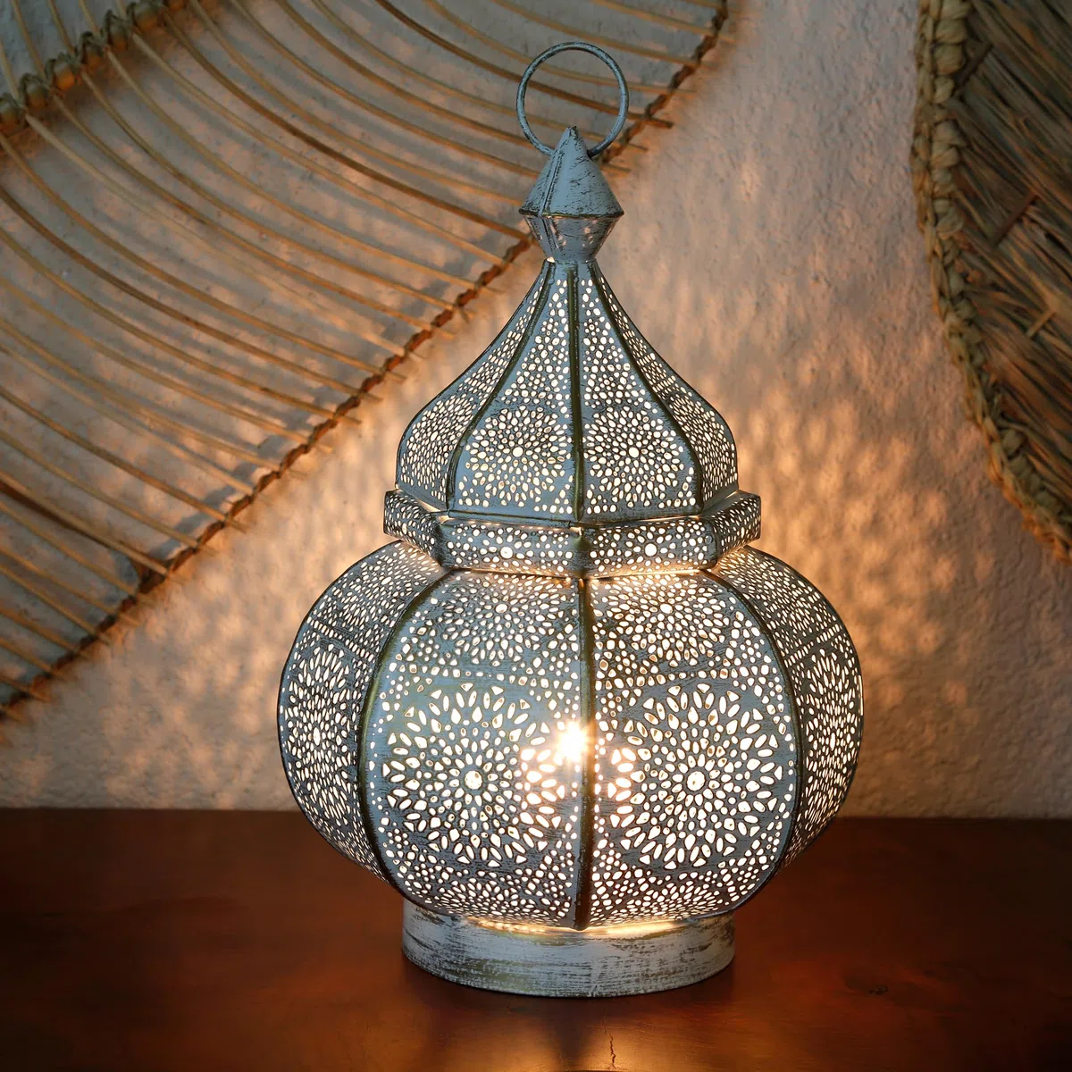 Casa Moro | Lanterna Orientale in metallo Alima bianco 30cm | Bellissima Lanterna da tavolo per il matrimonio e regalo di Natale | LN2050