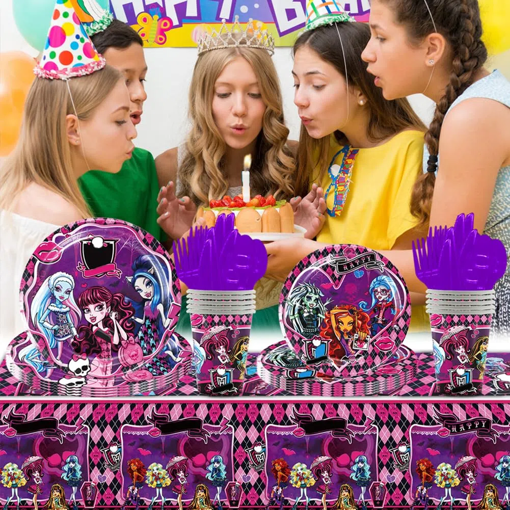 81pcs Monster Stoviglie Per Feste di Compleanno, Monster Forniture Per Feste Di Compleanno, Piatti, Tazze, Tovaglioli, Tovaglie,Stoviglie Piatti Festa Per Bambini -10persone