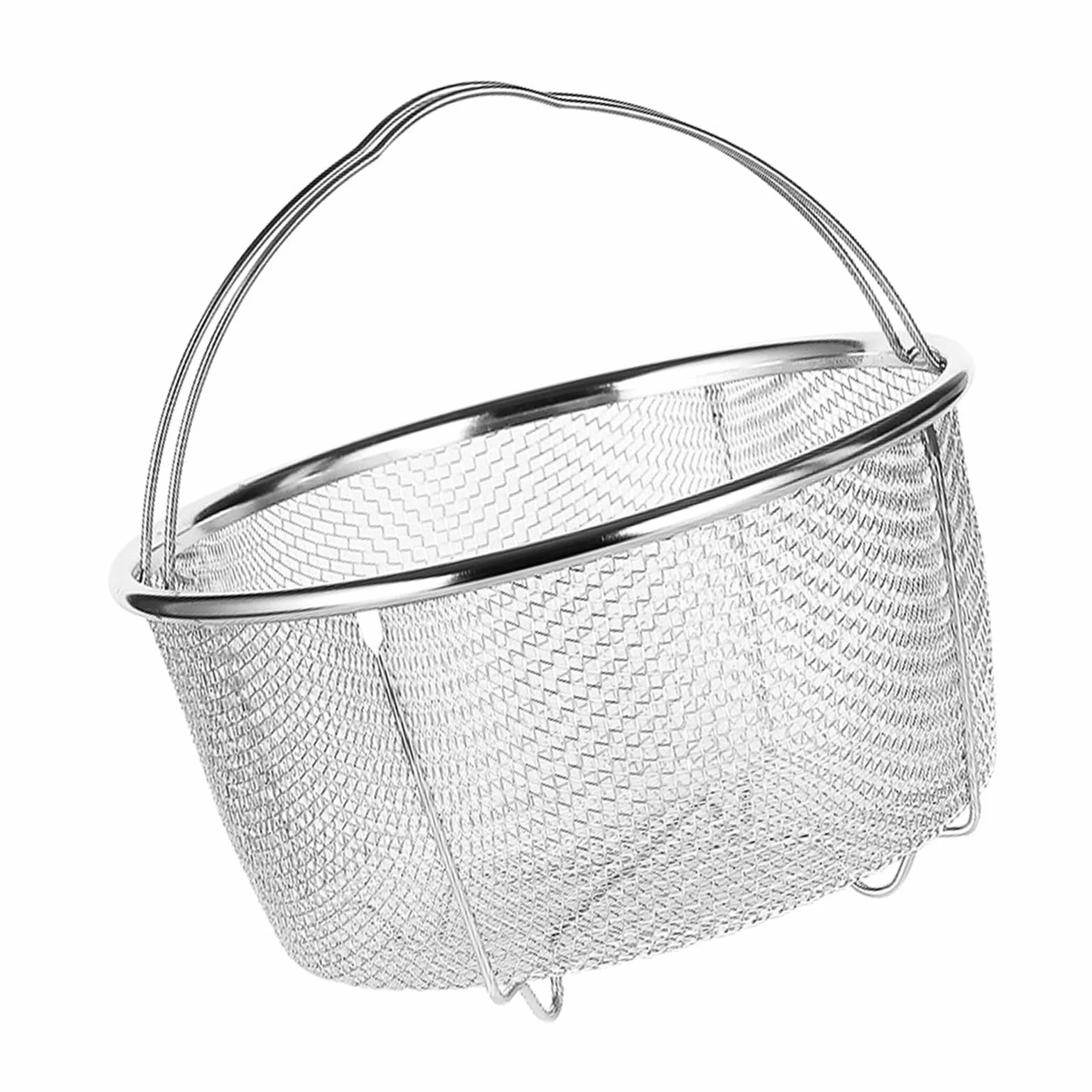 Cestello per Cottura a Vapore in Rete, Ø 20 cm Cestello per Colino in Rete con Manici Pieghevoli in Acciaio Inox, Cestello Verdura Risciacquo Drenante per Verdure e Alimenti, Lavabile in Lavastoviglie