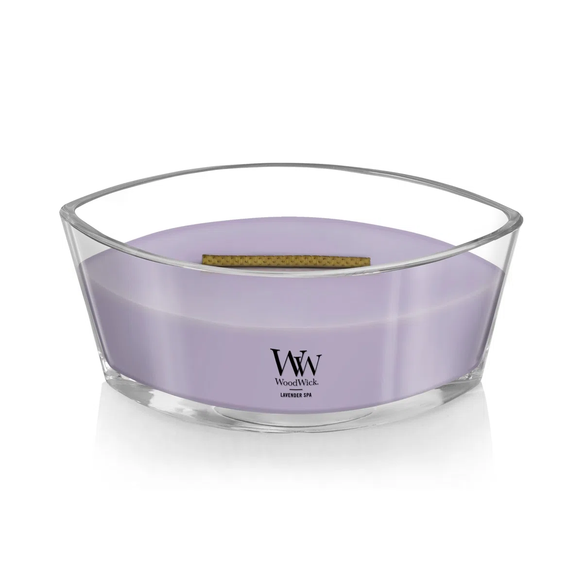 WoodWick Candela profumata Ellispe con stoppino crepitante | Lavender Spa | Durata della fragranza: fino a 50 ore
