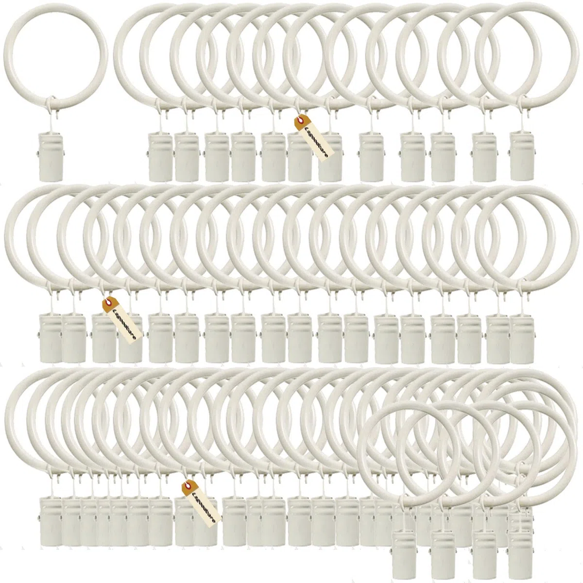 Lsgoodcare 60Pcs clip per tende con anelli bianchi 25MM, clip decorativa per tende in metallo resistente, anelli per tende da doccia all'ingrosso