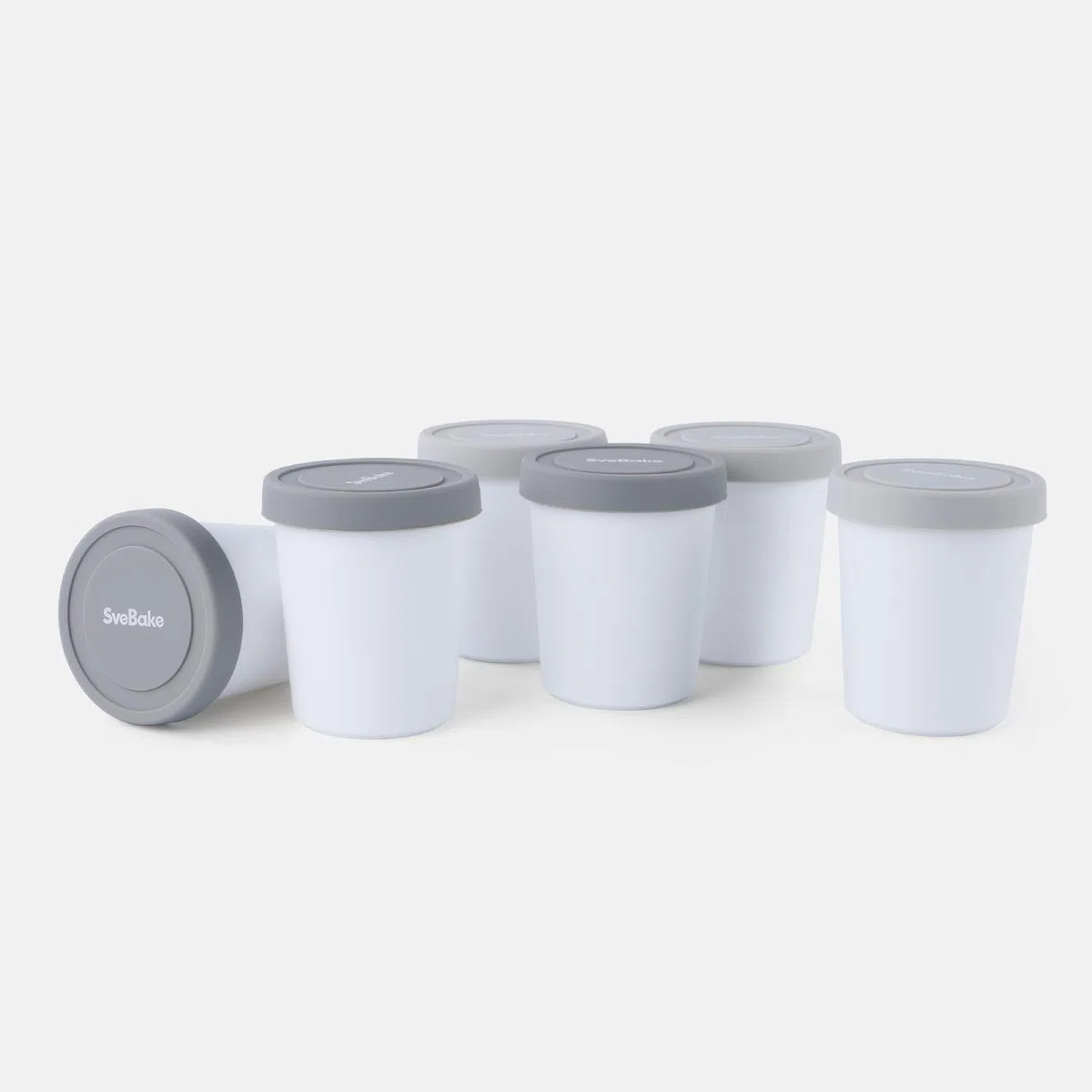 SveBake Vaschetta per Gelato con Coperchi in Silicone, 6 Pezzi Contenitori Gelato Freezer, Recipienti da 180 ml Rotondi Riusabili per la Conservazione di Gelato Fatto in Casa, Sorbetto
