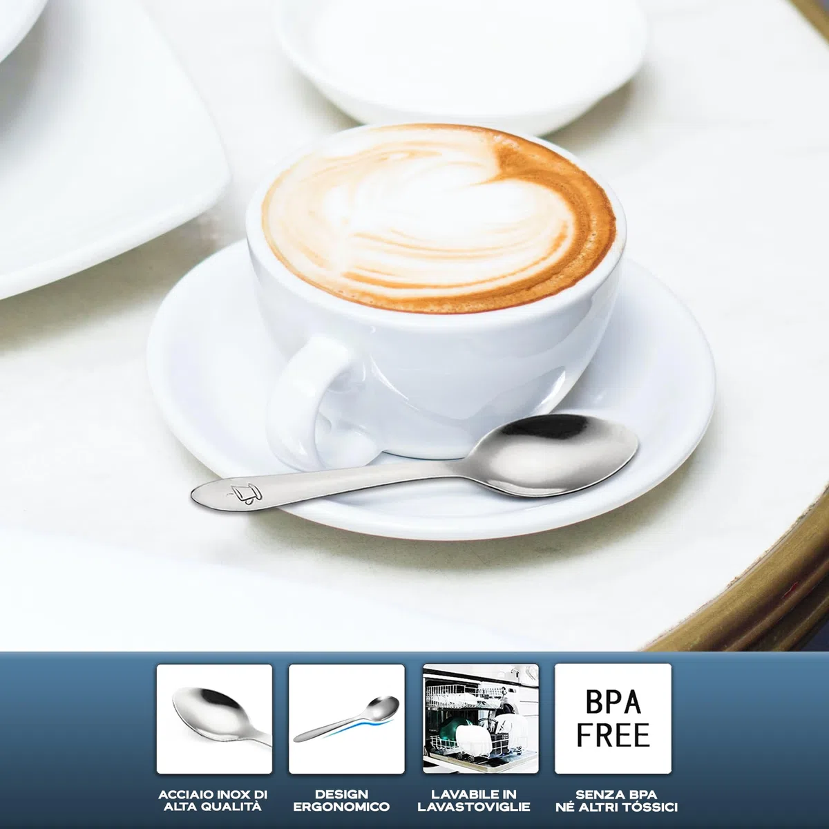 Cucchiaini caffe acciaio inox 48 pezzi 10 cm adatto per casa ristoranti lavastoviglie cucchiaini da caffè cucchiaini caffe piccoli cucchiaino caffe cucchiaini caffe particolari