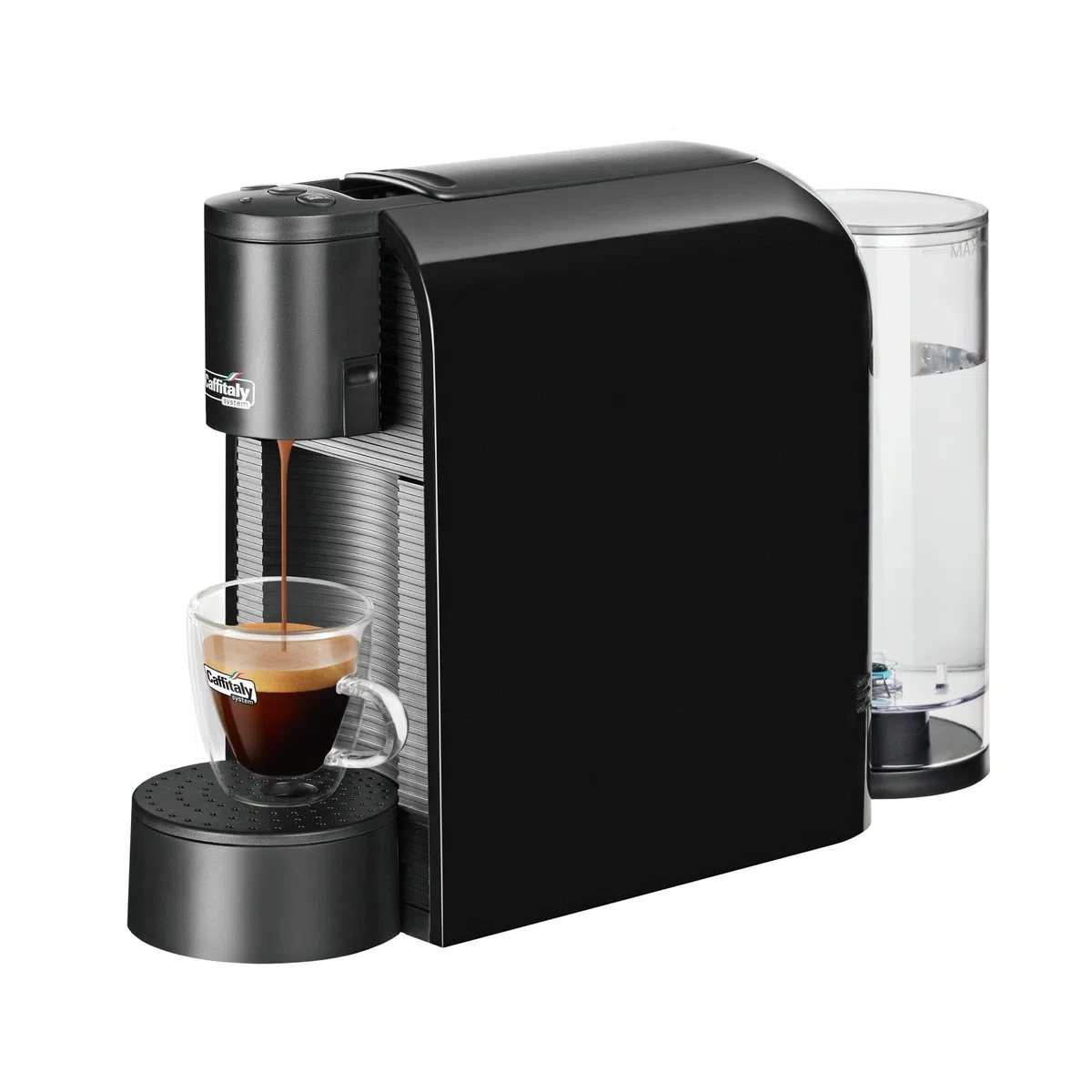 Caffitaly, Macchina da Caffè Volta Nera, 30 Capsule di Caffè Corposo Incluse, per Macchine Originali Caffitaly, Ideale per Preparare Diversi Tipi di Espressi e Bevande Calde