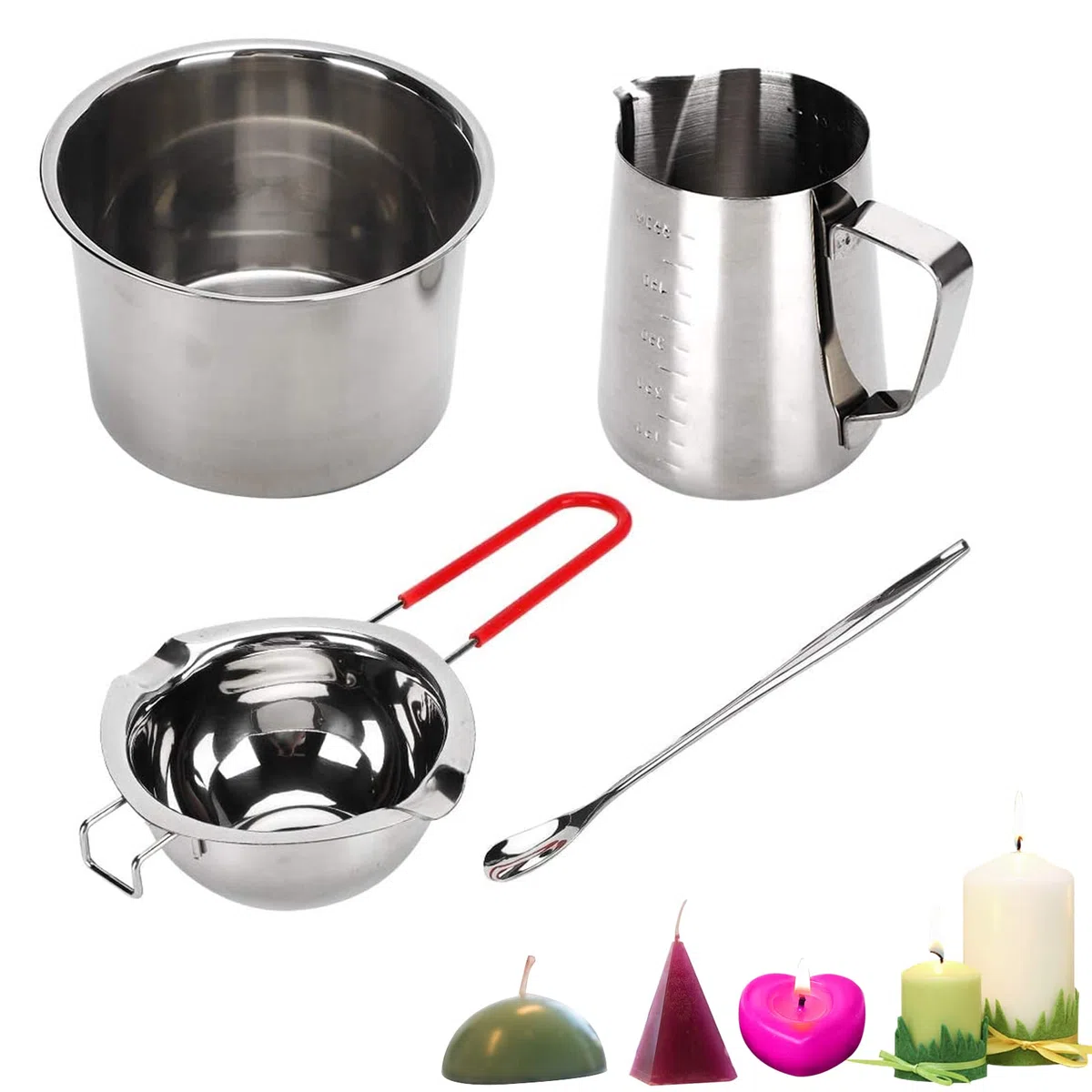 Kit fai da te per la fabbricazione di candele per principianti adulti, pentola a doppia caldaia in acciaio inossidabile per fondere cioccolato/caramelle/candela