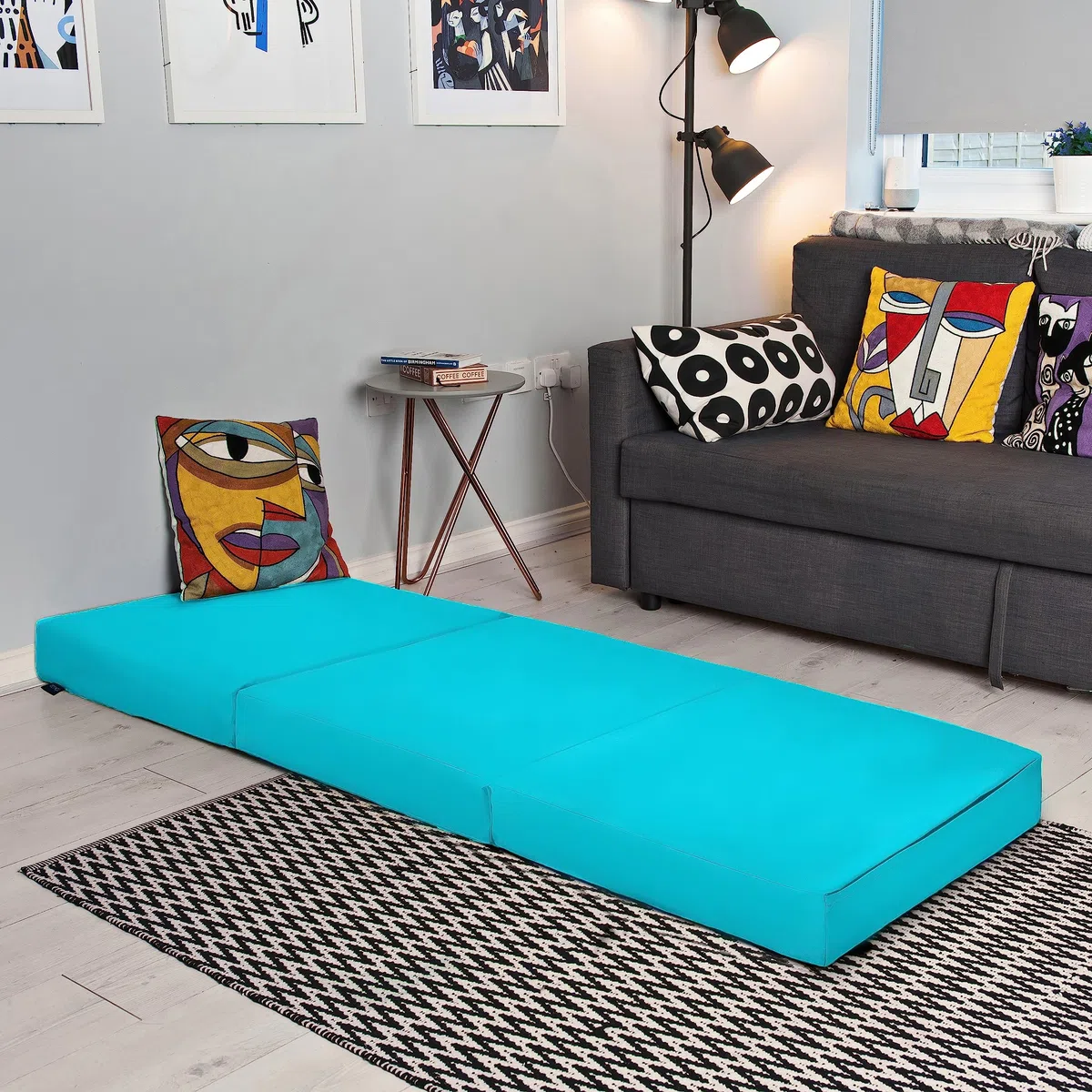 Ready Steady Bed - Materasso pieghevole singolo a Z | Letto a Z pieghevole resistente all'acqua | Materasso per bambini e ospiti per soggiorno e camera da letto | Pouf futon comodo | Divano sedia