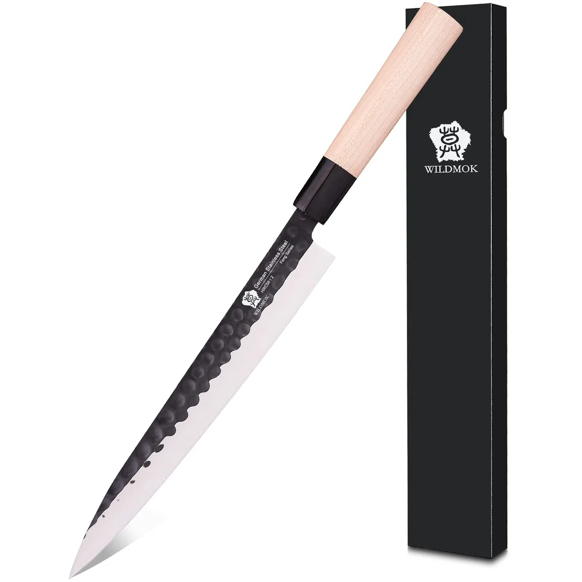 WILDMOK Sushi Sashimi Coltello 25,5 cm con Acciaio Inossidabile Tedesco Yanagiba Chef Coltelli da Cucina per Taglio a Mano Sinistra Sushi, Filetto di Pesce e Affettatura Vegetale