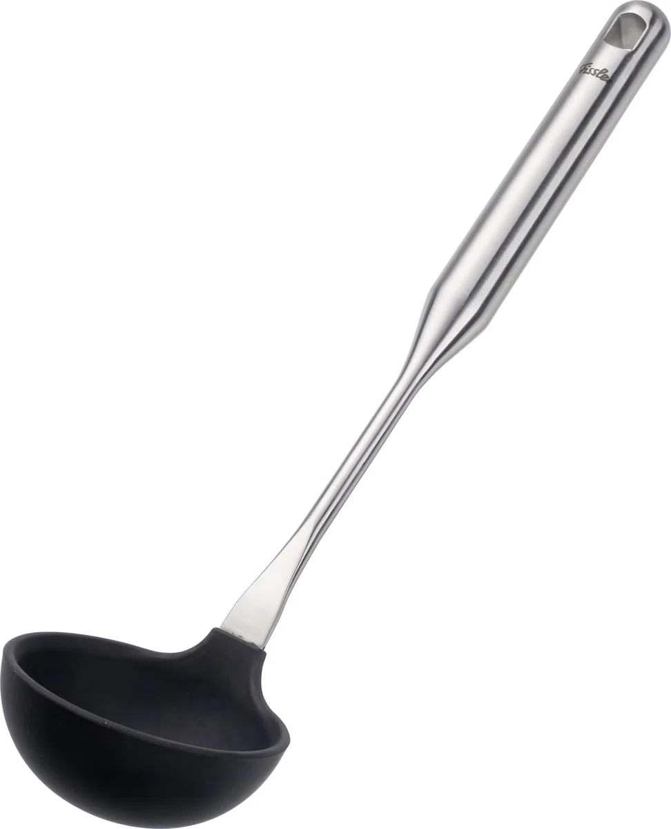 Fissler Cazzuola essenziale in silicone con manico in acciaio inox (38 cm) per salsa, mestolo, con occhiello per appenderla, lavabile in lavastoviglie