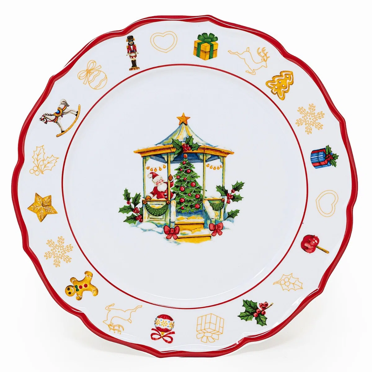 NAMAI - Piatto Panettone Natalizio 33 CM, Porcellana Resistente, Eleganza Natalizia, Adatto In Lavastoviglie e Microonde, Piatti Natalizi, Idea Regalo (Piatto Panettone)