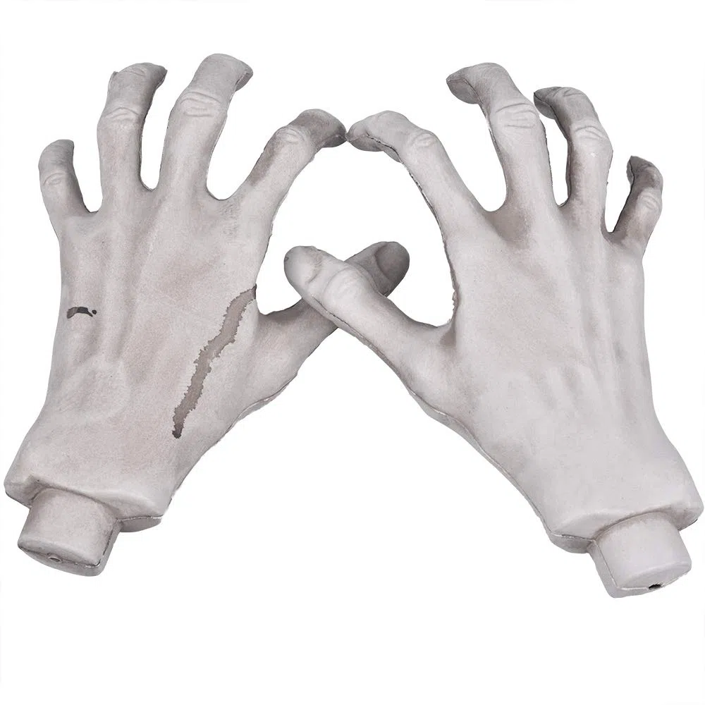 XONOR 2 paia di mani di zombie di plastica realistiche di Halloween per la decorazione di oggetti spaventosi di terrore di Halloween