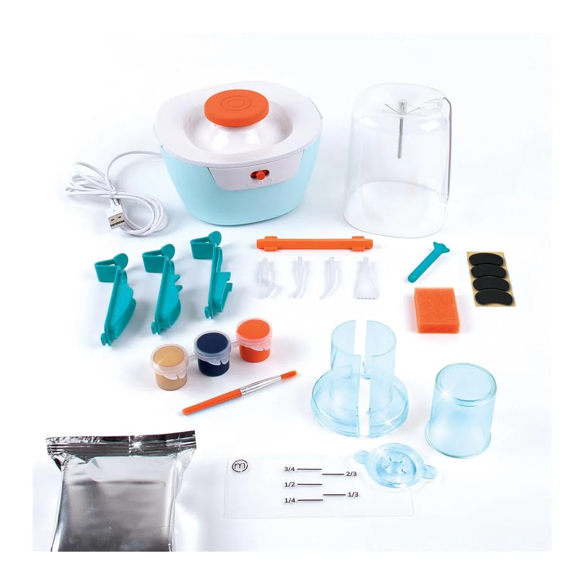 Make It Real 1465 Tornio per Mini Ceramiche – Kit Creativo con Argilla Autodurente – 3 Modalità di Lavoro da Principiante e Esperto – Per Bambini 8+