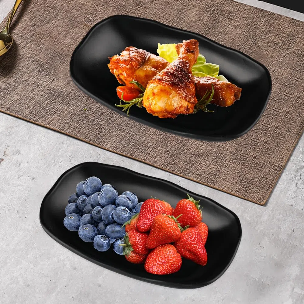 Pezzi Piatti Neri Moderni Piatti da Portata Vassoi Piccolo Piatti Plastica Melamina per Sushi, Antipasti, Dessert, Insalata, 19,2 x 12 x 3,2 cm