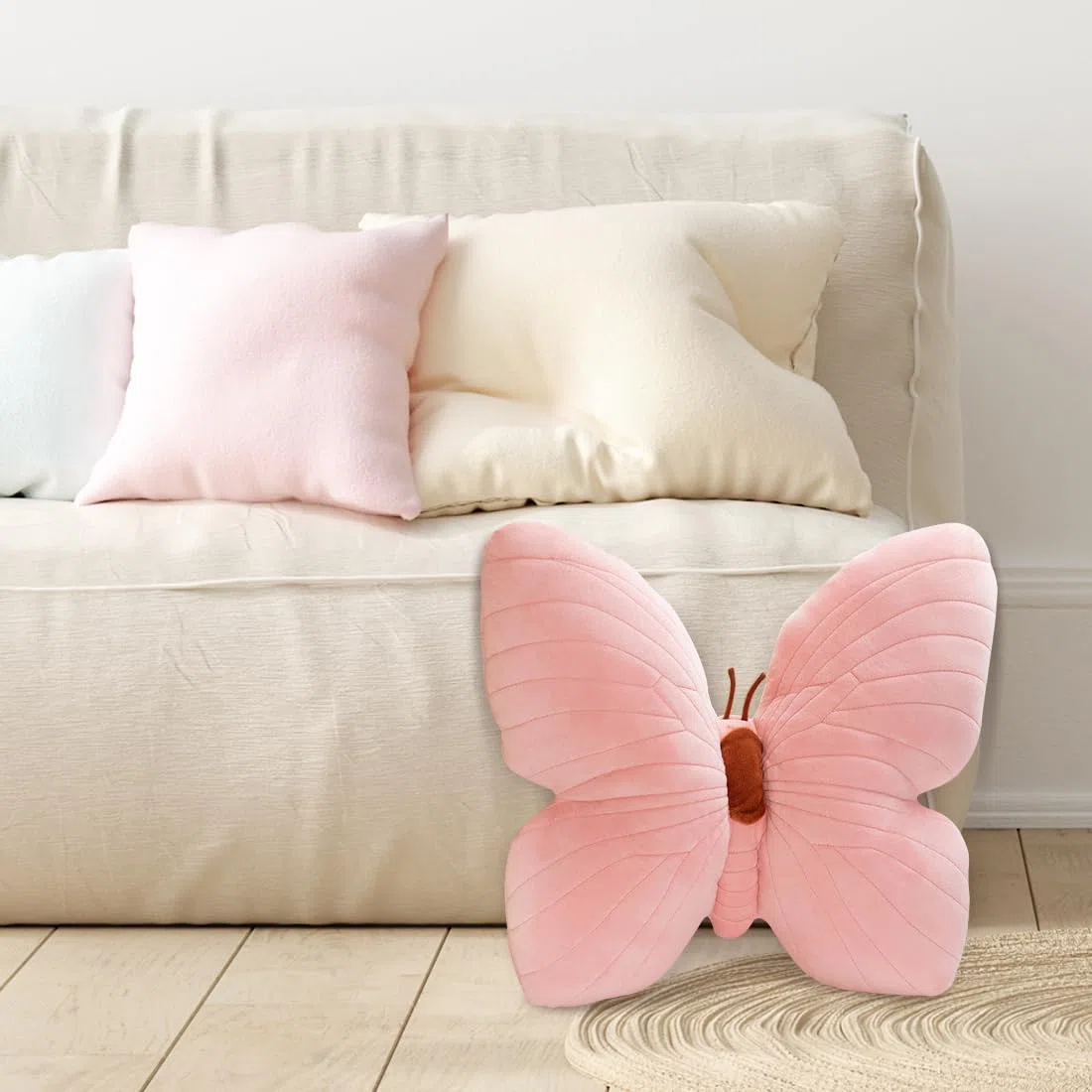 Gohytal Cuscino a forma di farfalla, cuscino decorativo a forma di farfalla, morbido cuscino decorativo per il soggiorno (rosa)