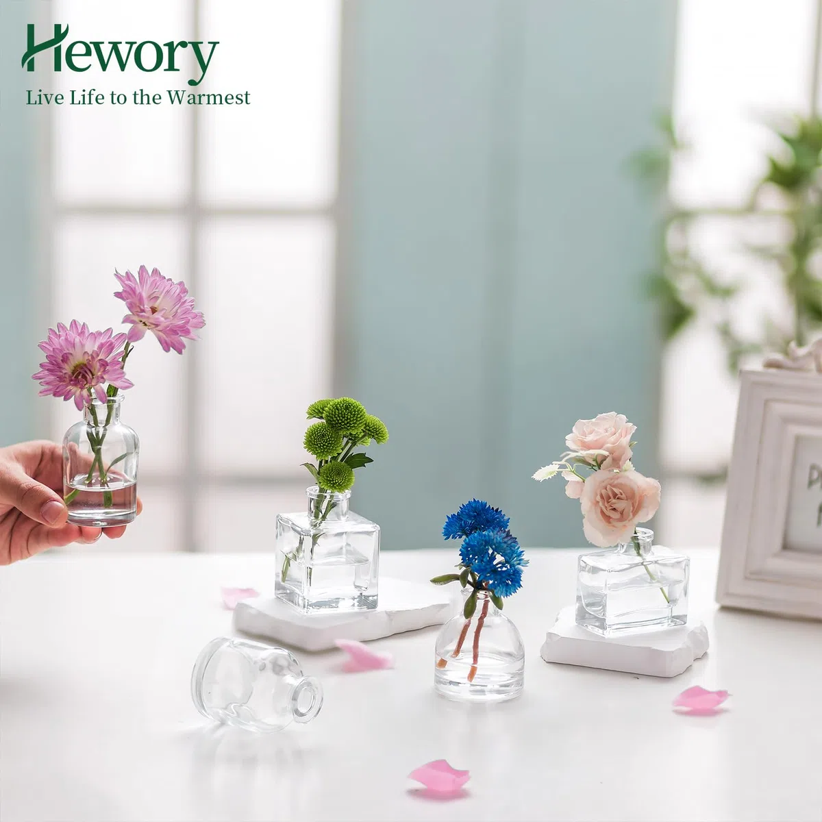 Hewory Vaso Transparente Mini - Collezione Soliflore Glass 20 Pezzi per Decorazione Nuziale e Tavola Casa