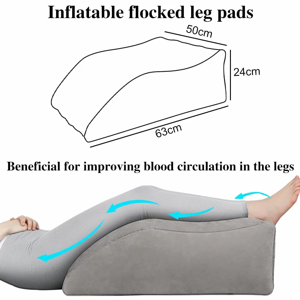 DASIAUTOEM Cuscino di Supporto per Gambe e Ginocchia, Cuscino a Cuneo Gonfiabile, Cuscino per Elevare le Gambe, Miglioramento del Sonno, Traspirante e Lavabile (Grigio)