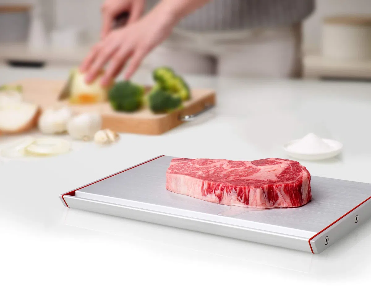 That Thawthat Modern Tavola di sbrinamento, in Alluminio anodizzato e Acciaio Inox, Argento, 35 x 23 x 3 cm