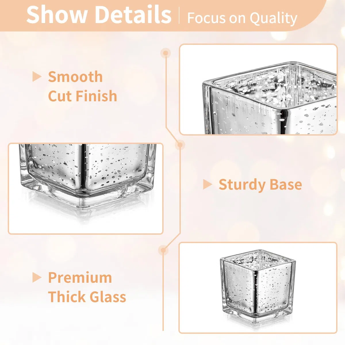 Nuptio Argento Portacandele In Vetro - 12 Pezzi Portacandele Votive Galleggianti E Tealight Mercurio Light Holders Bulk Natale Matrimonio Anniversario Casa Chiesa Hotel Tavolo Centro Pezzi Ornamenti