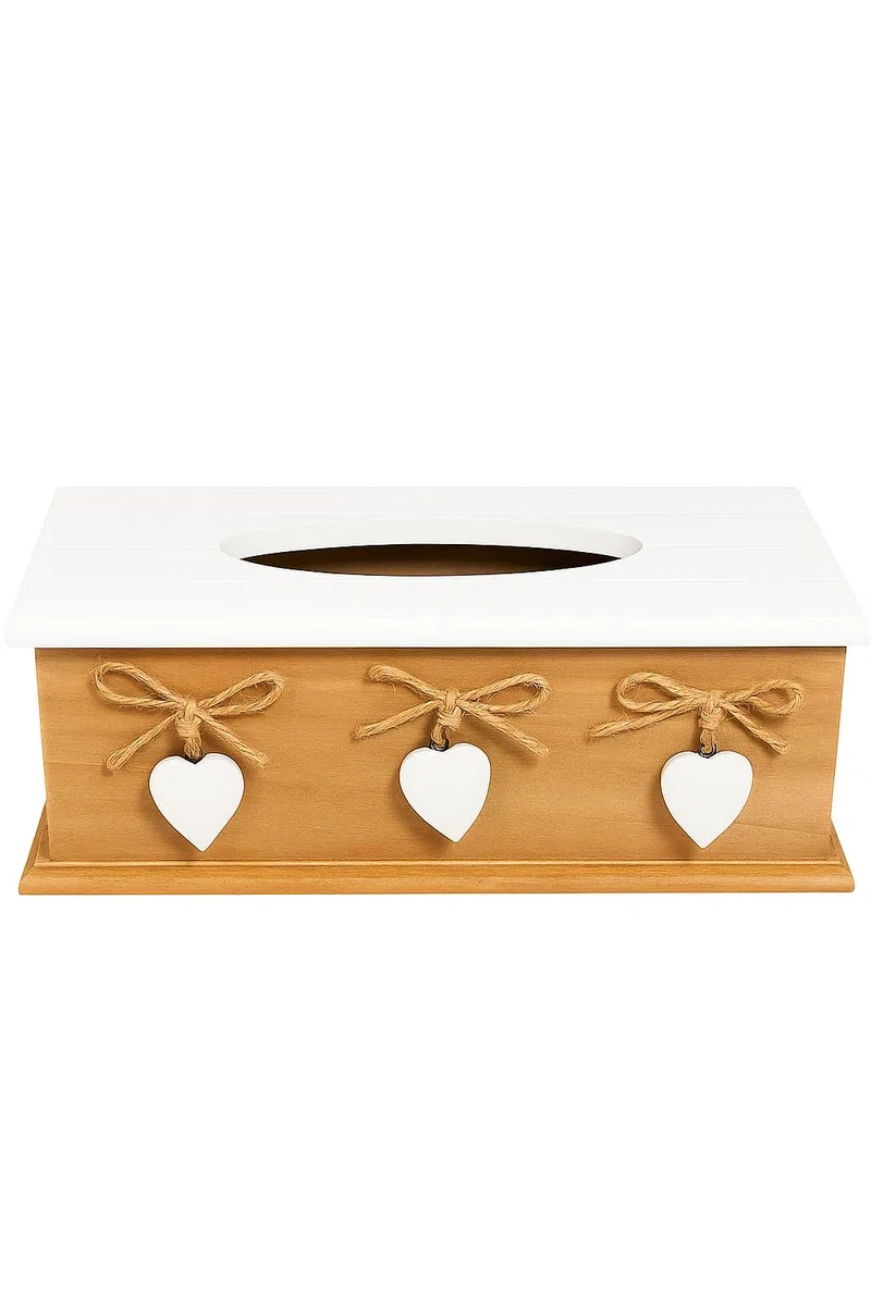 khevga Scatola porta fazzoletti in legno, stile rustico, marrone
