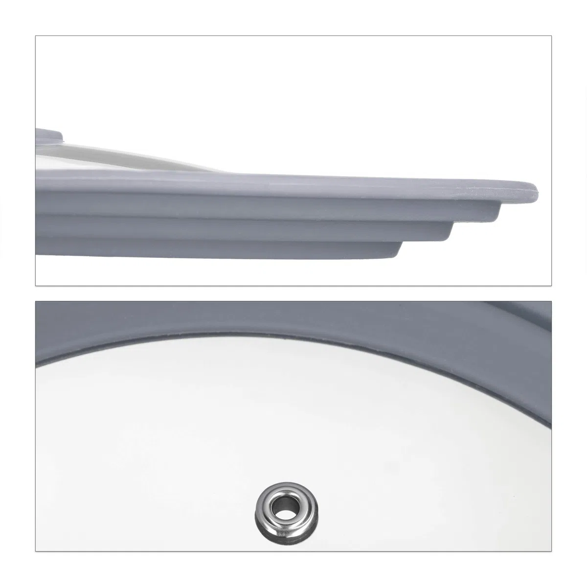 Relaxdays Coperchio Universale, con Bordo in Silicone & Foro per il Vapore per Pentole e Padelle Ø 20 - 24 cm, Grigio