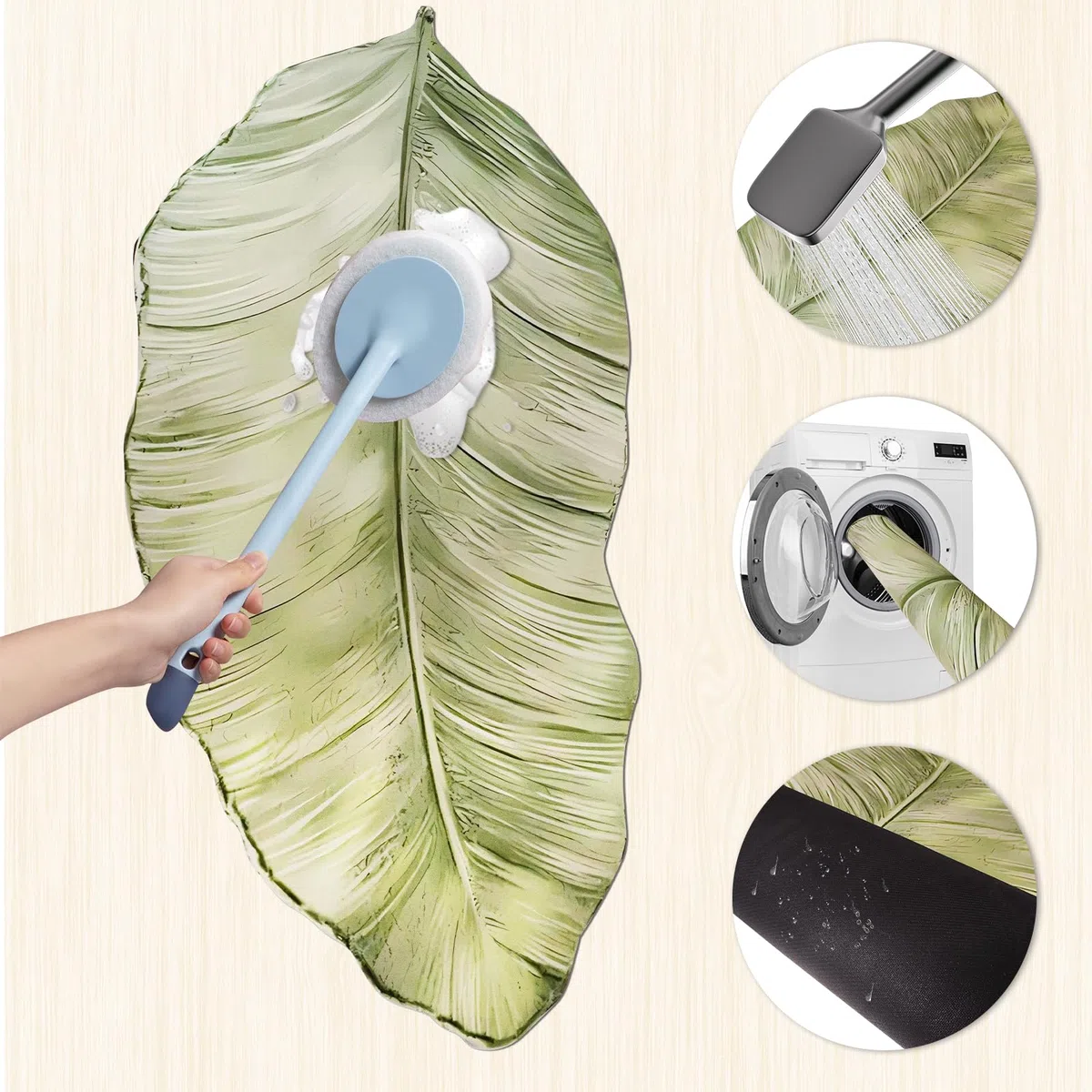 Tappeto da Bagno Forma Foglie Antiscivolo Ultralieve e Assorbente Asciuga-Veloce Flexibile per Bagno, Cucina, Camera | Tappeto Interiore per Decorazione (50x100cm)