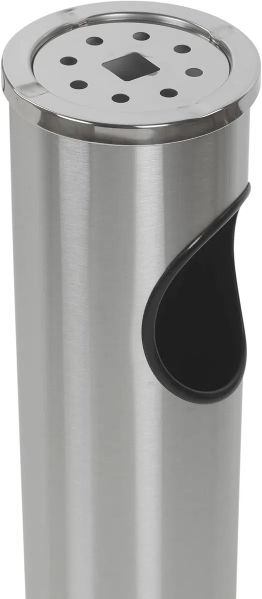 Posacenere da Terra in Acciaio Inox, Modello Tondo, 15 cm Diametro, 56 cm Altezza, per Esterno e Interno Disponible in 2 colori (Inox)