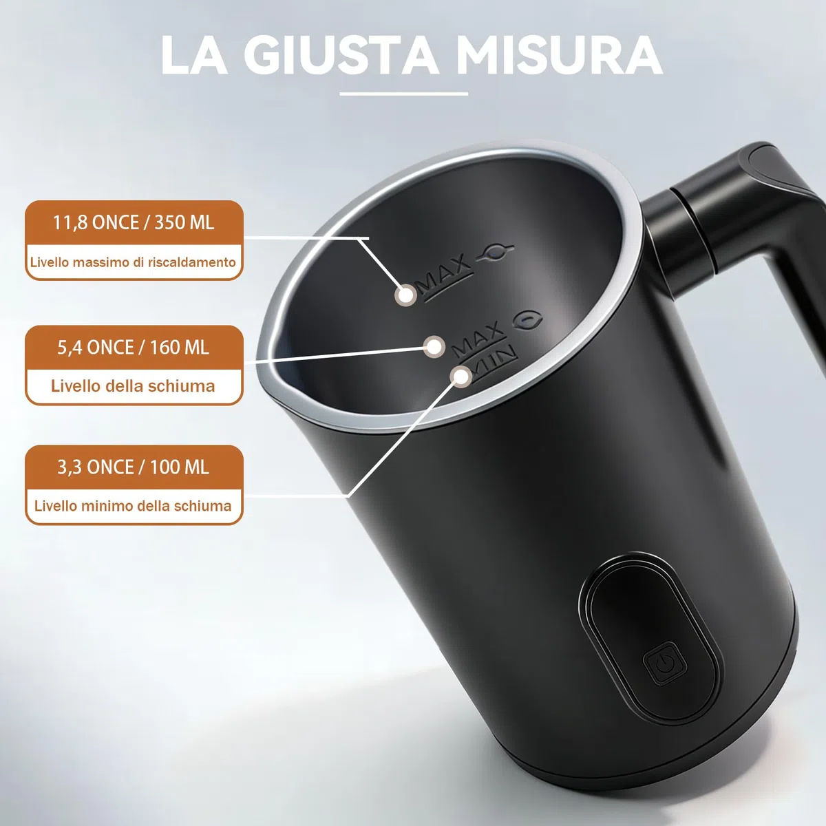 Montalatte elettrico, 4 in 1 automatico per latte da 350 ml, scalda latte caldo e freddo, latte in spugna elettrica, spegnimento automatico per latte, cappuccino