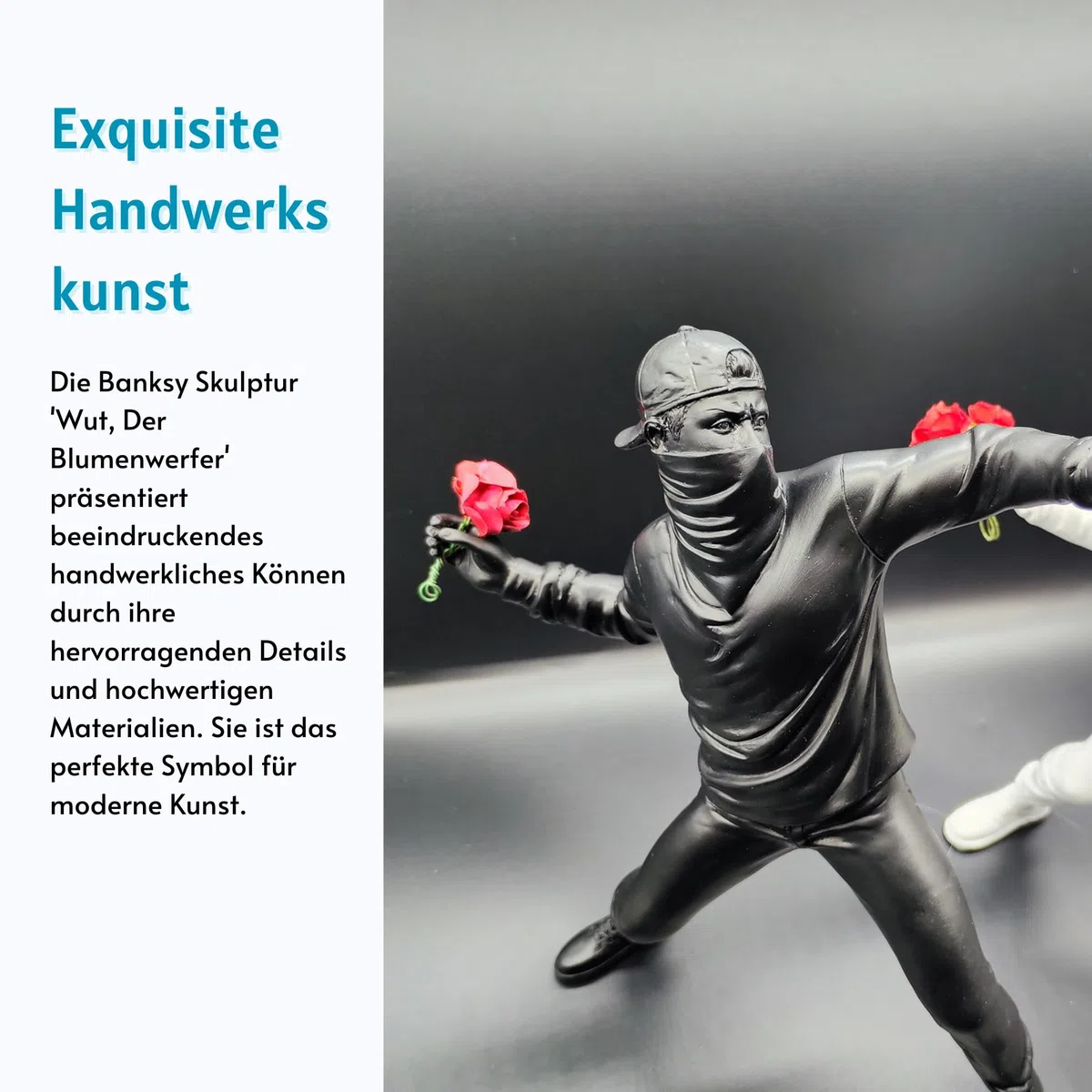 LAIX Banksy Scultura Rabbia Il Lanciatore di fiori, 21,5 cm, un'aggiunta esclusiva per Graffiti, Street Art, Urban Art e Pop Art collezionisti e appassionati
