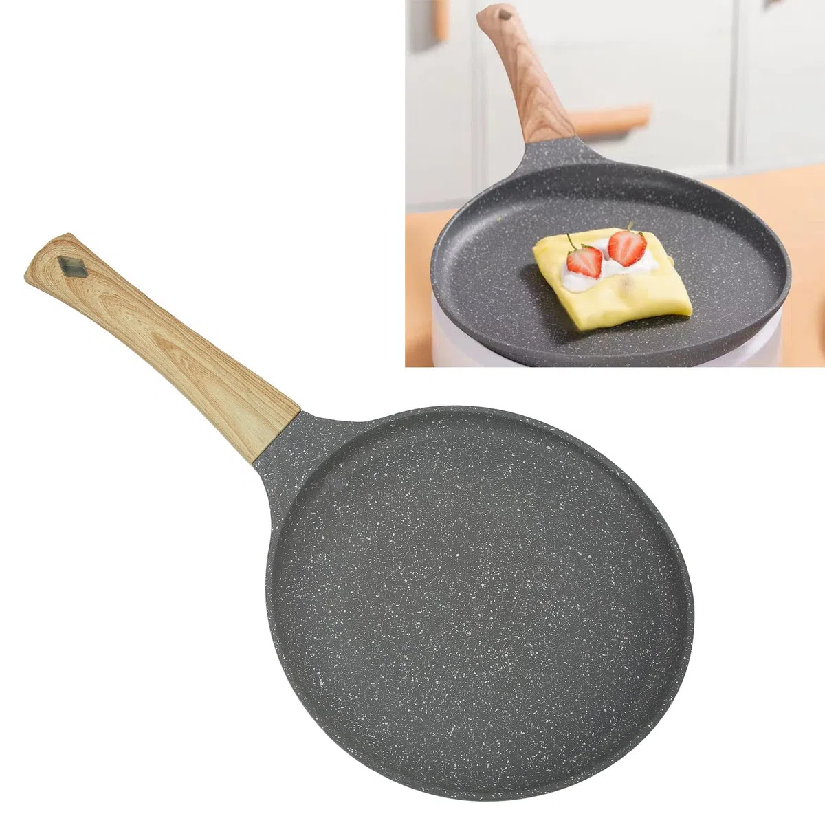 Padella Per Crepe, Padella Pancake, Kitchen Padella per crêpe, Stoviglie da Cucina in Lega di Alluminio a Fondo Piatto, per uova, omellete, tawa, roti(20cm)