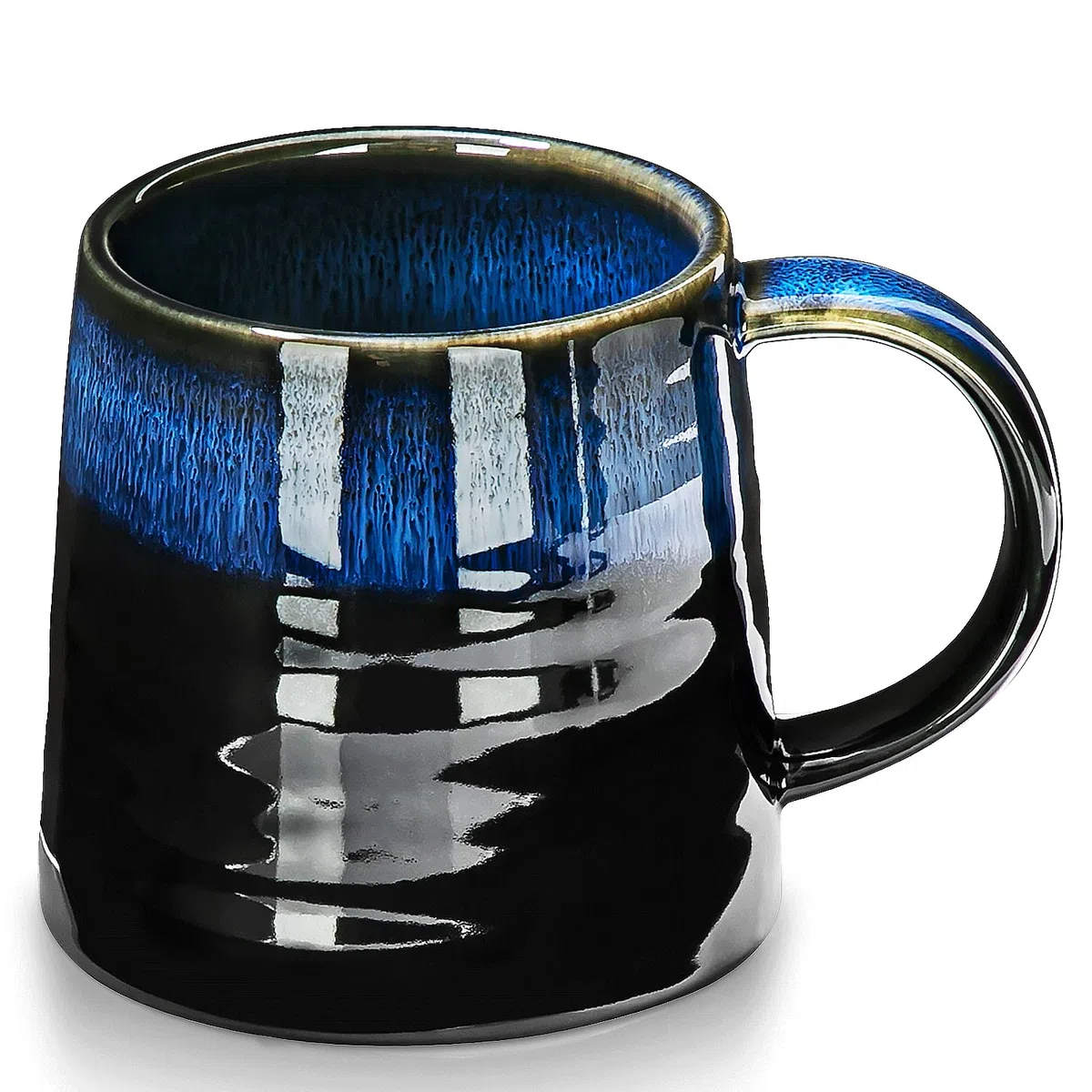 Tazza da caffè grande, cappuccino, tazza da caffè in porcellana, grande tazza da tè con manico, tazza da cappuccino in porcellana (blu)