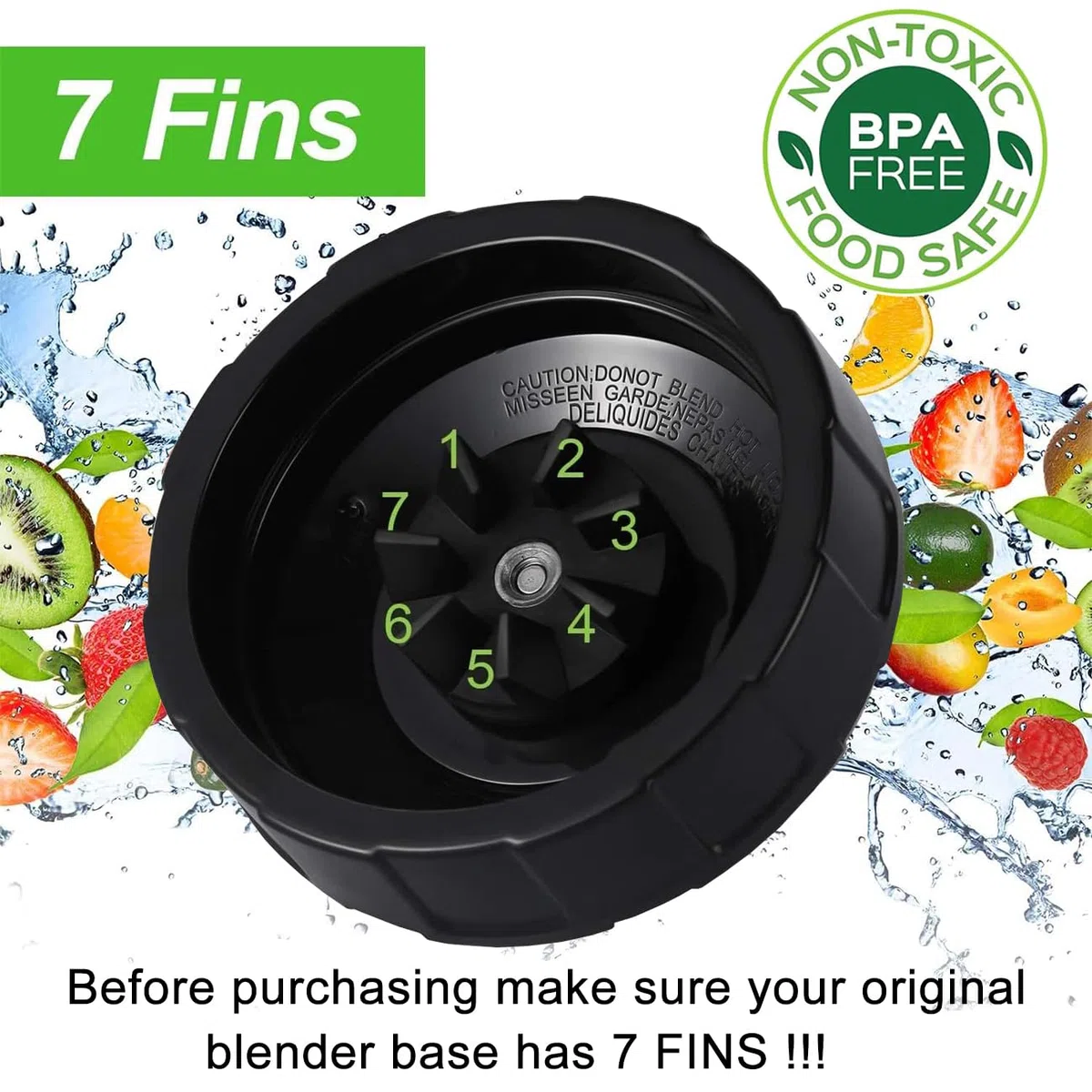Lama di Ricambio per Ninja Frullatore, 7 Fins Lama Estrattore Compatibile con Ninja Robot da Cucina e Frullatore BN800EU BN750EU BN495EU BL450 BL451 BL480 BL481, Ninja Blender Accessorio