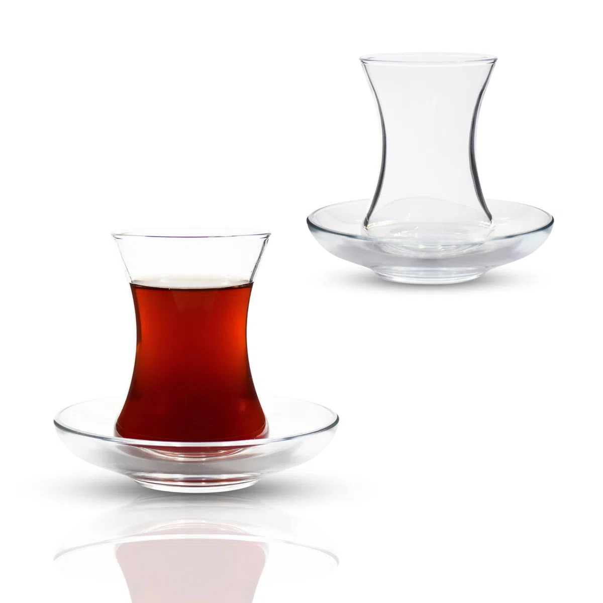 UMS Set di bicchieri da tè turco, design sottile e suola spessa impediscono al tè di raffreddare, facile da tenere, per 6 persone, 6 piattini 6 bicchieri, utile set da tè, set da 12