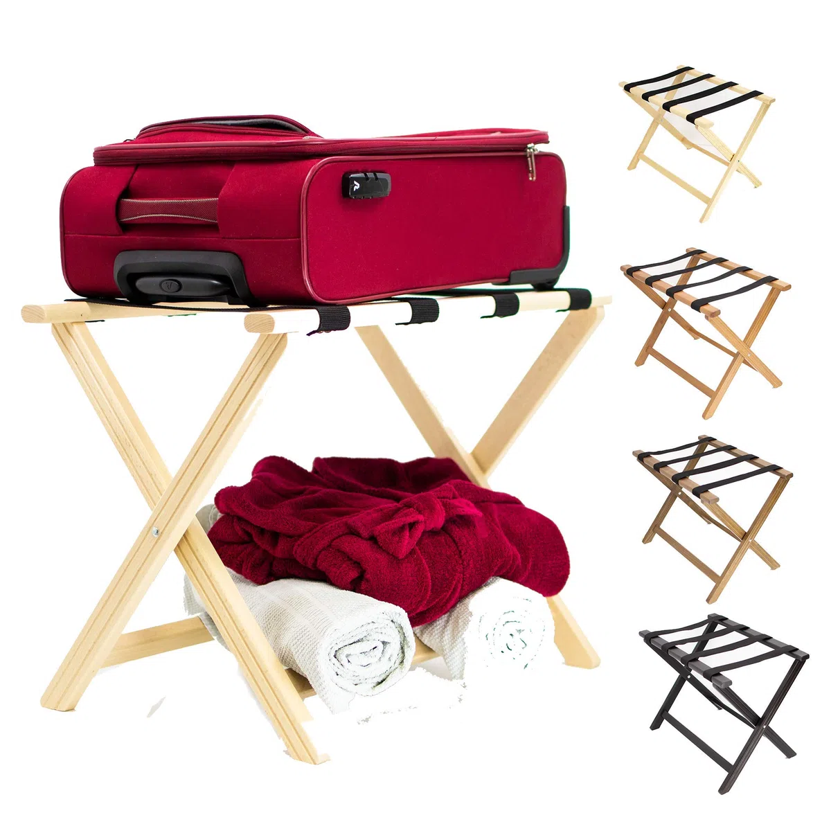 ZStyle Porta valigie Naturale portavaligia reggivaligie Legno Camera Letto arredo Design faggio B&B albergo Hotel