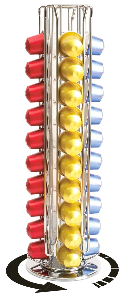 Osiris CH0015 - Portacapsule rotary in metallo acciaio inossidabile per Nespresso 40 capsule Stand porta capsule di caffè