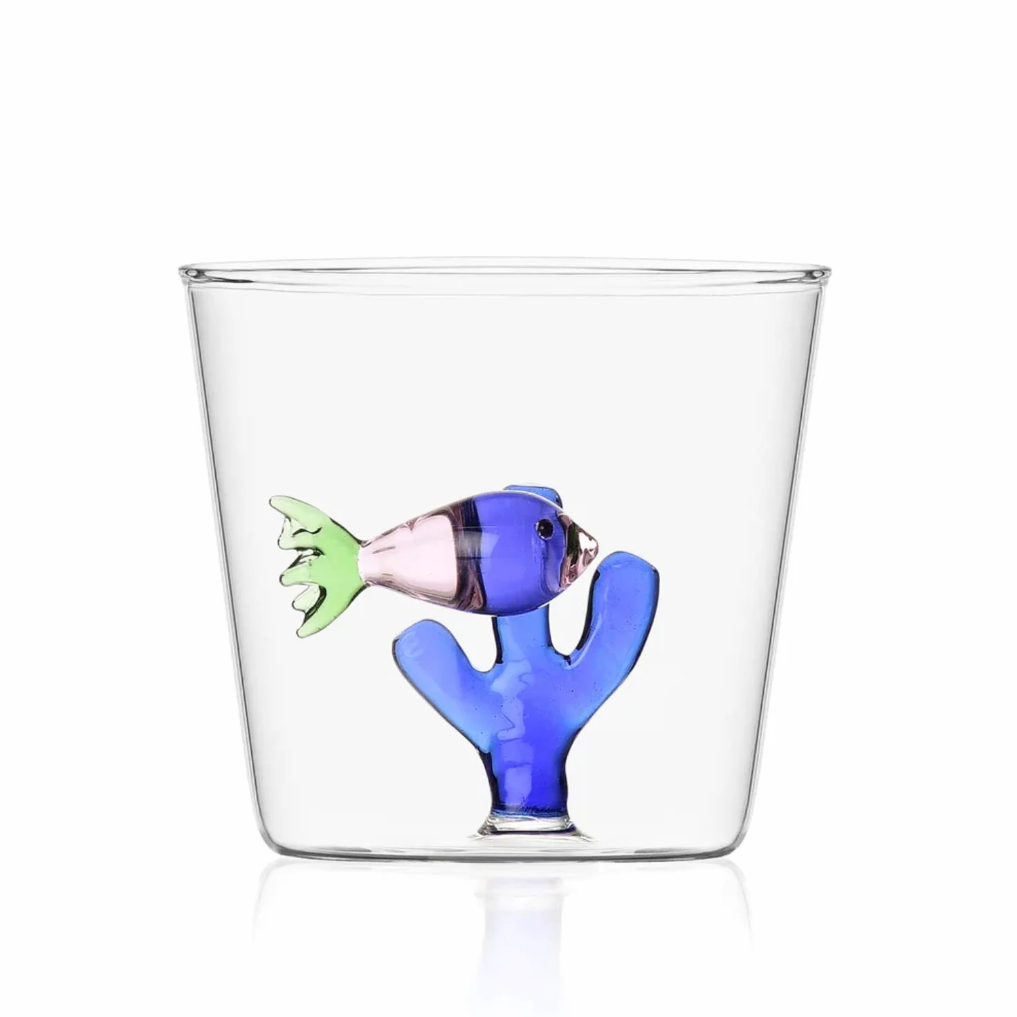 Ichendorf Vetro Set 6 Bicchieri da Acqua Decorati Marine Garden Pesce con Alga, 300 ml