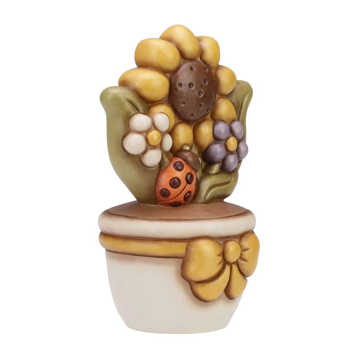 THUN - Vasetto Soprammobile con Girasole - Living, Arredare la casa - Idea Regalo - Ceramica - h 25 cm - Formato Grande