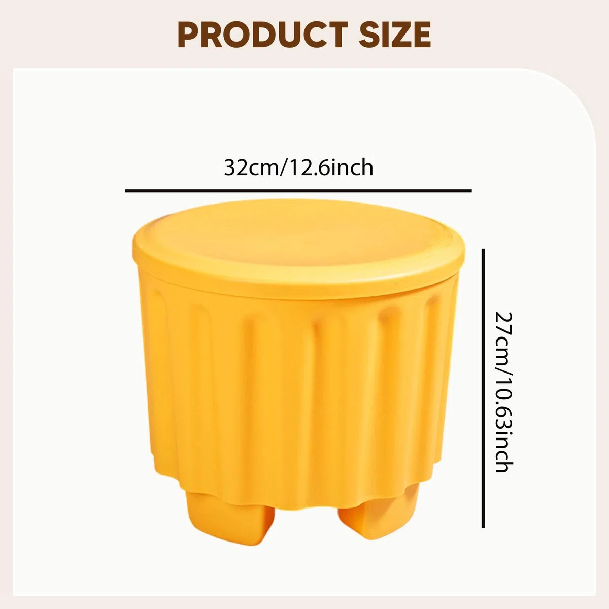 Pouf Contenitore, poggiapiedi, Sedia da toeletta per Bambini e Adulti, Sgabello per Cambio Scarpe per corridoio, Camera da Letto, Soggiorno, Giallo