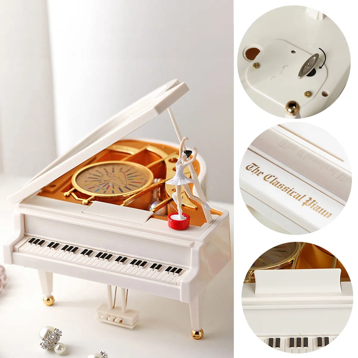 Pianoforte Carillion Musicale, Mini Pianoforte Carillion Musicale, Creativo Carillon Musicale, con Ballerina, per Decorare L'Ufficio, Compleanno, Regalo di Vacanza