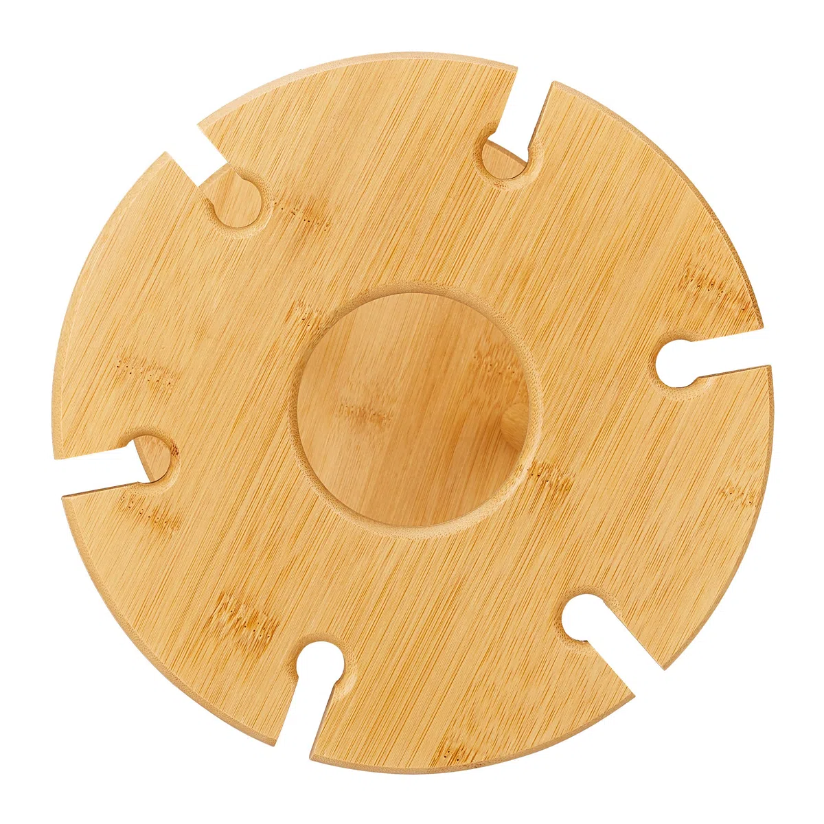 Relaxdays Porta Calici, in bambù, 6 Bicchieri da Vino (Non Inclusi), Rotondo Ø 25cm, Regalo, Bar, Portabottiglie, Marrone Naturale