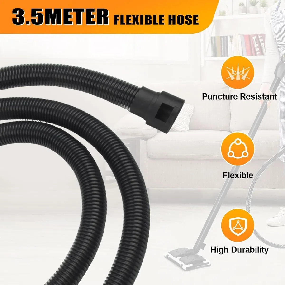 Tubo di aspirazione extra lungo per modelli Kärcher NT20/30, ‎2.863-305.0, prolunga di ricambio per Kärcher MV2 MV4 MV6 A 2003 A 2004 WD2 WD3 WD4 WD6 accessori per aspirapolvere (3,5 m)