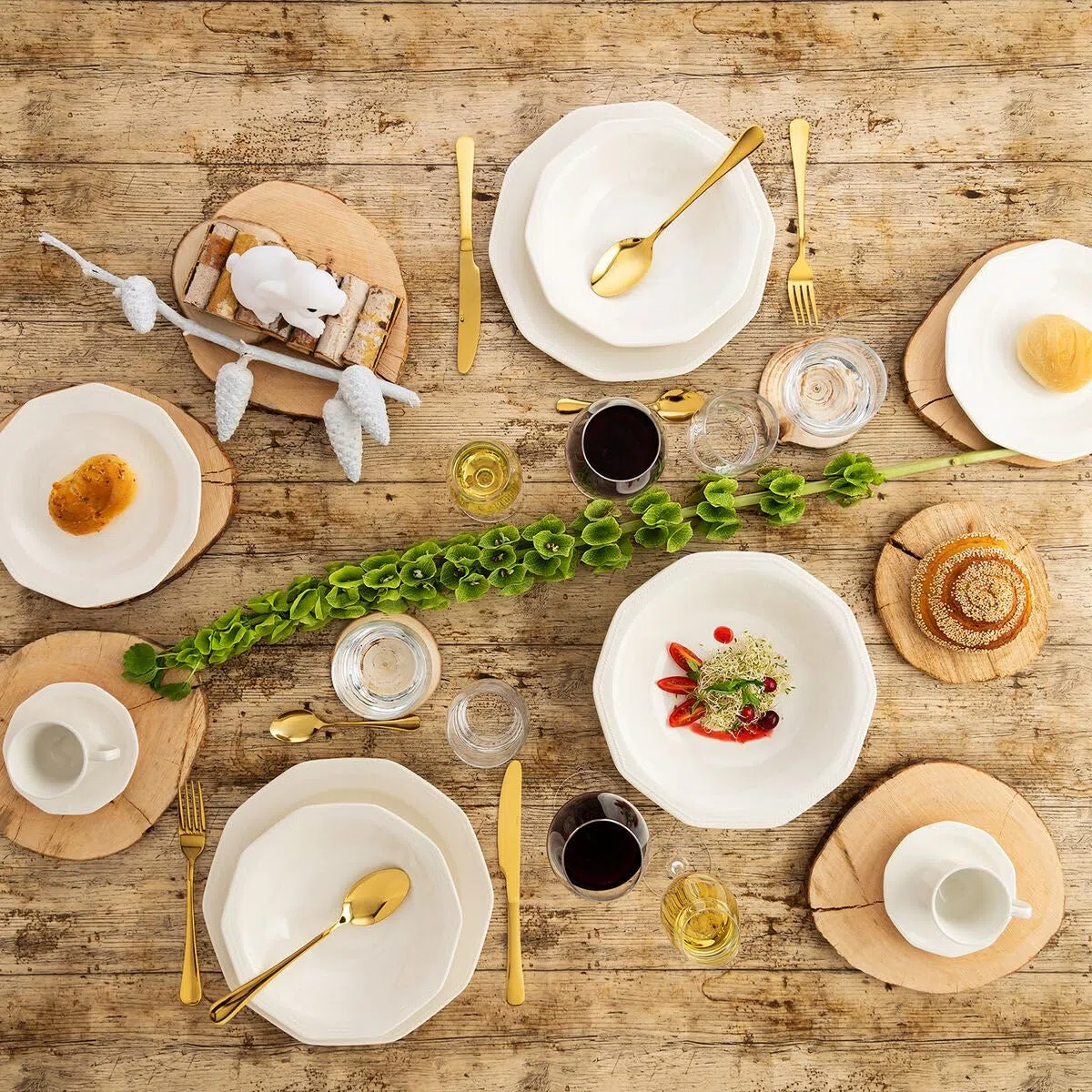 Queen's Artic White - Servizio da tavola in ceramica, 12 pezzi, per 4 persone, colore: Bianco