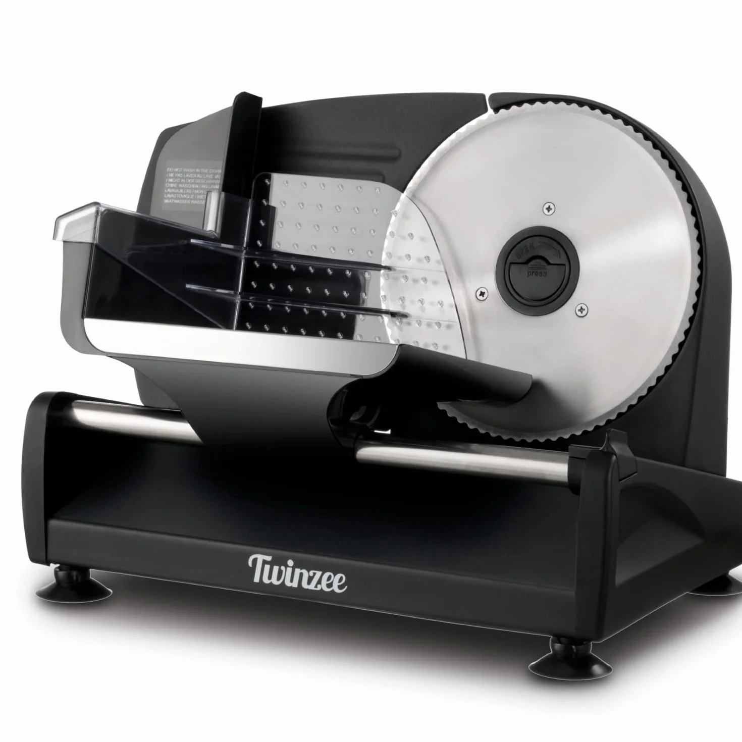 Twinzee Affettatrice Elettrica da Casa 150W Nera - 2 Lame, Spessore 0-15mm - Affettatrice Professionale per Salumi, Carne e Pane