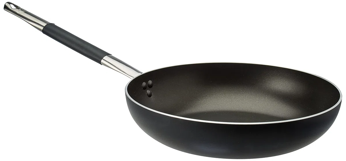 Agnelli pots ALSC111BSSPIC32 Alblack High Countertop in alluminio, nero, spessore 3 mm, fondo a induzione da 8 mm, con manico tubolare in acciaio inossidabile «Cool», 32 cm