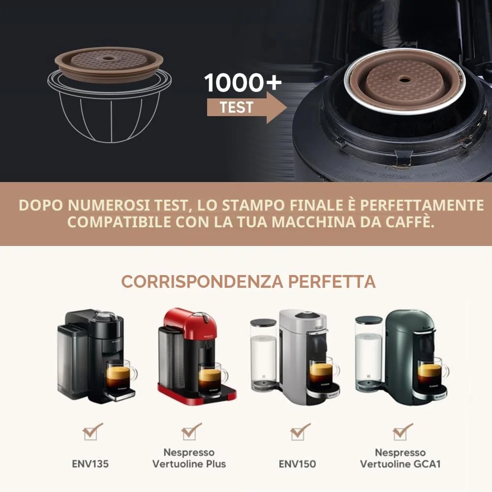 Coperchio riutilizzabile per capsule VertuolineCoffee Silicone alimentare, filtro ricaricabile, compatibile N Espresso