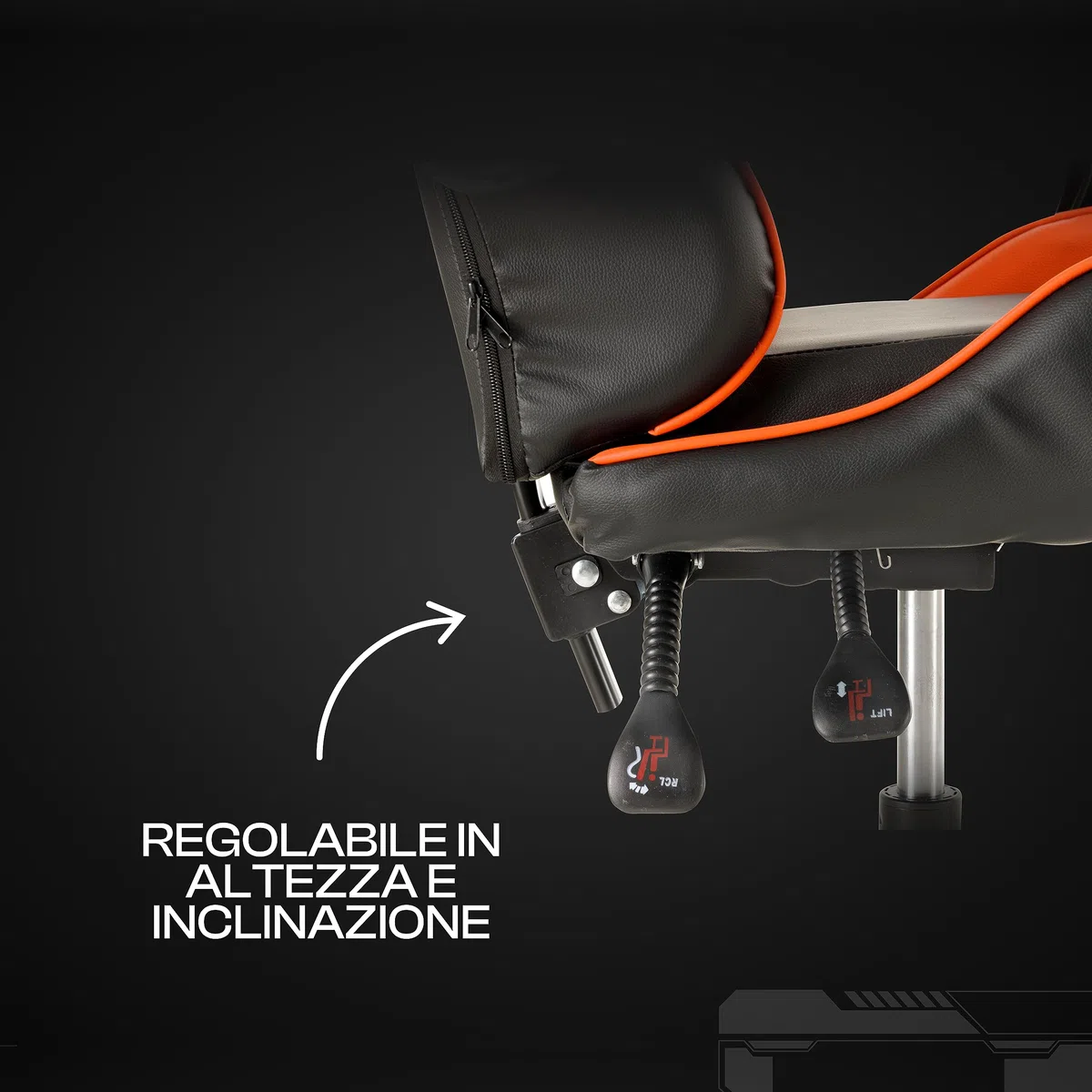 Baroni Home Sedia da Gaming, Sedia Ufficio Ergonomica con Schienale Regolabile, Poggiatesta e Supporto Lombare, Arancione