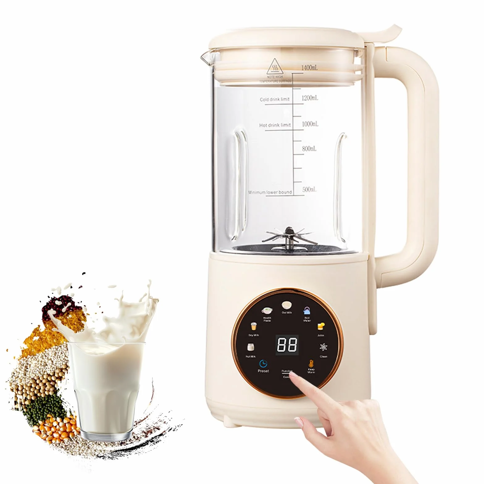 Milky - Macchina per latte di soia 8 in 1, 1400 ml, autopulente, per latte di soia