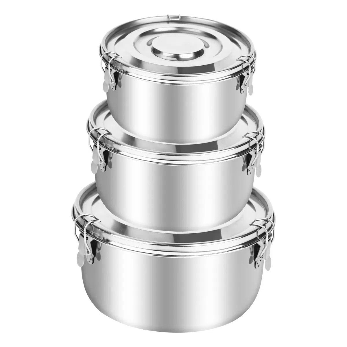 Contenitore in acciaio inox 304 per adulti e bambini, a prova di perdite, in acciaio inox, con coperchio per snack, frutta, cereali, zuppe (660/1040/1590 ml)