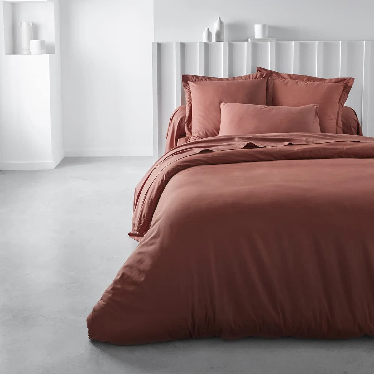 TODAY Essential - Set di 2 federe 50 x 70 cm, 100% cotone, tinta unita, colore: Terracotta