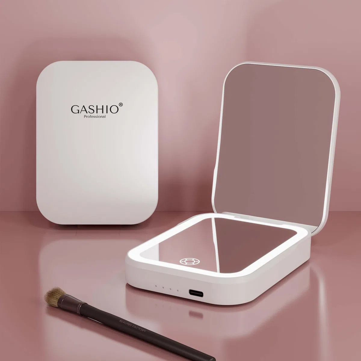Specchio cosmetico con illuminazione a LED, specchio da trucco senza fili con power bank 5000 mAh, specchio da trucco ricaricabile 2 in 1, portatile per casa e viaggio