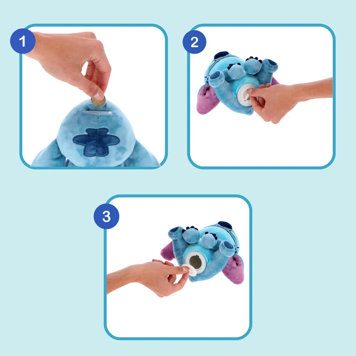 Stitch Salvadanaio con occhiolino – Morbido salvadanaio in peluche – Prodotto con licenza ufficiale – circa 20 cm – Divertente design con occhiolino – Regalo per bambini e fan